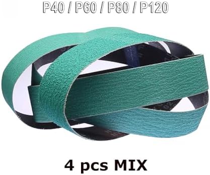 8 x 2 inch Rubber Expansion Centrifugal Wheel Working with Zirconia/Non-Woven Nylon Sanding Bands (Zirconia Belts 4 pcs Mix)