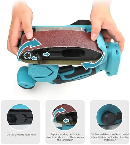 Cordless Belt Sander,18 Inch for Makita Battery 18V, Brushless Electric Power Belt Sander with 6 Variable-speed,Portable Handheld Belt Sander Professional Polishing Tool for Rust Removal,Woodworking
