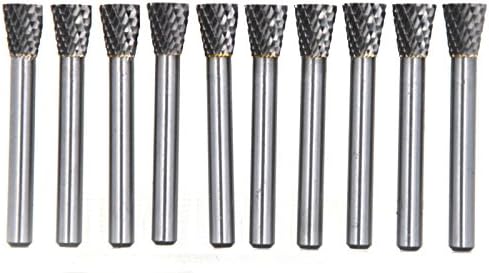 10Pcs/set 1/4 Dia. Oval Burrs Heavy Duty Solid Carbide Grinding Heads Chamfering Abrasion Industrial Deburring Rotary Tools for Hard Steel Metal Metalworking