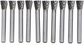 10Pcs/set 5/16 Dia.Inverted Cone Burrs Heavy Duty Solid Carbide Grinding Heads Chamfering Abrasion Industrial Deburring Rotary Tools for Inverted Angle Holes Dovetailed Slots.