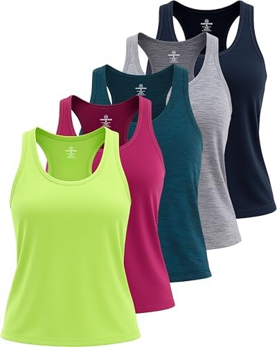5 Pack Women's Dry Fit Tank Tops Sleeveless Athletic Workout Gym Yoga