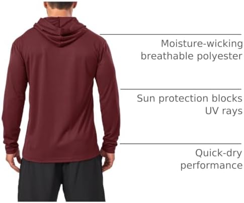Men’s 5 Pack Sun Protection Long Sleeve Hoodie Rash Guard SPF Lightweight Quick Dry UV Shirts Outdoor Fishing Active Wear