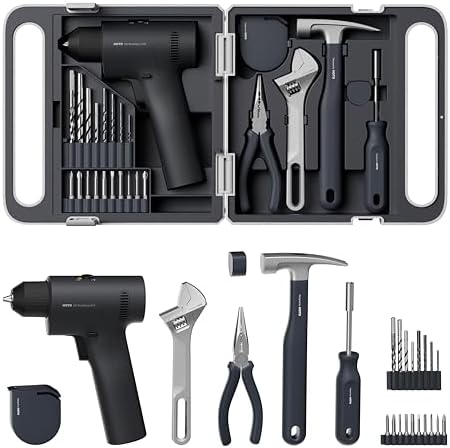 HOTO 25PCS Household Tool Kit with 16V Brushless Power Drill