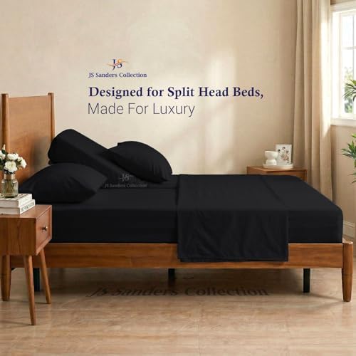JS Sanders Collection Split Head Sheet Set 4PC King Size, Black
