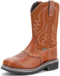 Showave Steel Toe Cowboy Boots for Men Western Square Toe Work Boot Full-grain Leather Safety Boots with Hazard Protection for Construction Manufacture Farming