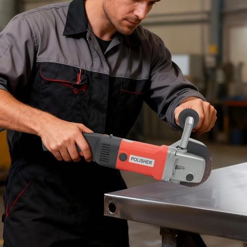 1400W Electric Surface Conditioning Tool, 8-Speed Variable Burnishing Polishing Machine w/2 Wire Drawing Wheels, Handheld Brush Grinder for Wood Metal Stainless Steel with Lock Switch