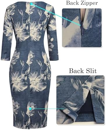 VFSHOW Womens Work Business Office Zipper Up Slim Bodycon Sheath Dress
