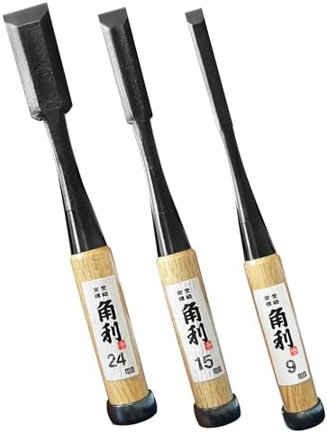KAKURI Japanese Wood Chisel Set 3-Piece, Woodworking Bench Chisel Set
