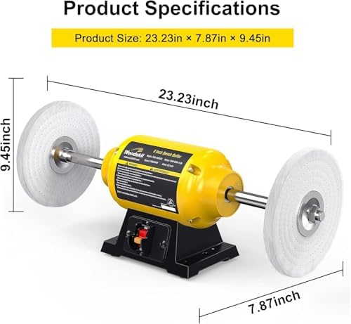 Woodskil 8" 3/4HP Benchtop Buffer Polisher,4.8A,3600RPM