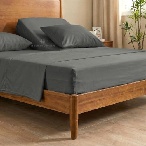 JS Sanders Collection Split Head Sheet Set 4PC King Size, Dark Grey