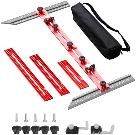 Stair Tread Template Tool – Stair Tread Gauge Jig, Aluminum Alloy Measuring and Scribe Tool for Accurate Angle, Depth, and Length Measurement of Stairs, Risers, and Partitions