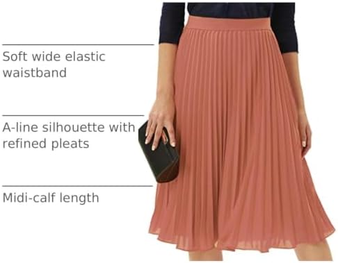 GRACE KARIN Pleated Midi Skirt for Women Chiffon A-Line Outfits