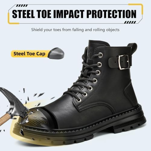 Steel Toe Boots for Men & Women,Slip On Work Boots for Construction