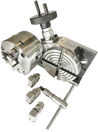 Rotary Table, Horizontal & Vertical, 100mm 3 Jaw Chuck, M14 Back Plate, 4"