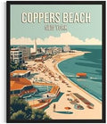 Coppers Beach New York Wall Art Print Poster, US Vintage Retro Beach Scenery Posters Prints for Restroom Home Picture Painting Artwork Gallery 219 (Coppers Beach New York, 24 x 36 inches, Unframed)