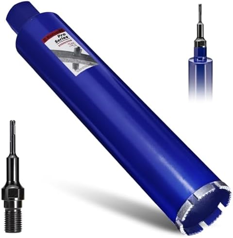 3" Concrete Core Drill Bit with SDS Plus Adapter (1-1/4"-7 Thread) - 14" Cutting Depth & Upgraded Welded Teeth Core Bits for Concrete with Rebar, Brick, Masonry,Stucco,Mortar,Wet Coring