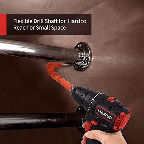 PULITUO Brushless Electric Drill Set,[Brushless Motor],12V Power Drill 310 In-lb Torque, 20+1 Clutch, 3/8" Keyless Chuck,45min Fast Charger, 2 Speed, LED Light for Home and DIY Project
