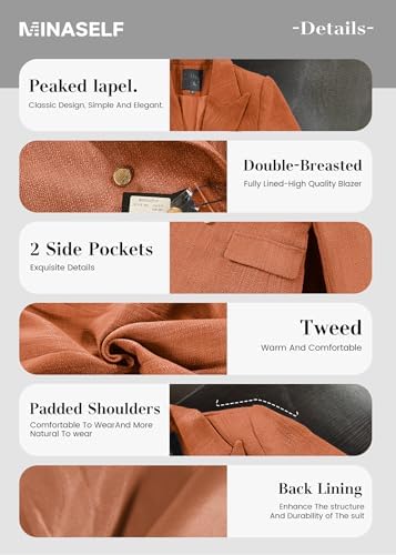 Mina Self 2026 Women's Fall Tweed Blazer Plaid Jacket Business Casual Coat