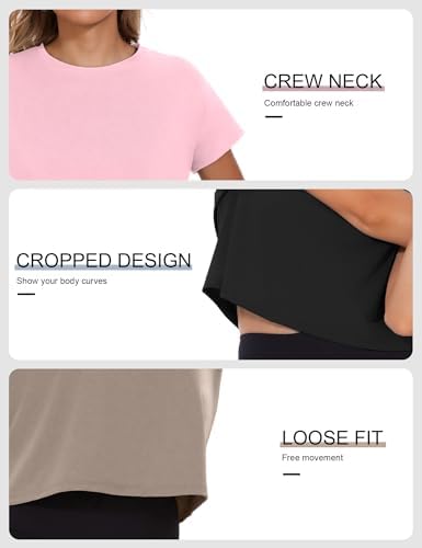 Dalavch 4/6 Pack Women's Crop Top Short Sleeve Athletic Workout Loose Fit