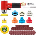 1'' 2'' 3'' Mini Orbital Sander Set Air Random Sander High Speed Pneumatic Sanders for Auto Body Work with 18 Polishing Sponge & Wool Pads, 30 Sandpapers(RED)