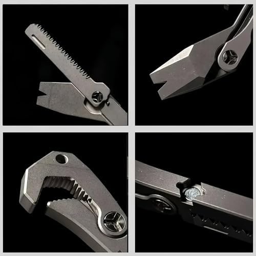 PICHI X2S Titanium Multitool Clip 6-In-One Pocket EDC Multitools Wrench Pry Bar Crowbar Screwdriver Pocket Knife Bottle Opener for Camping Hiking Gift for Men Father with 1 Holster with Pocket Clip