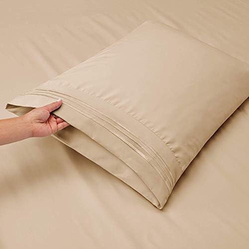 Jessica Sanders Premier 1800 Series 4pc Bed Sheet Set - Queen, Beige Cream, - Jessica Sanders Embroidery