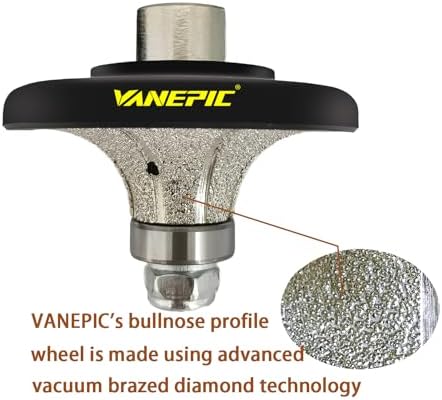 3/4 inch B20 Diamond Demi bullnose Half Bullnose Profile Wheel Diamond Hand Profiler Router Bit with 5/8-11 Thread for Grinder Polisher Granite Marble Concrete and Countertop Edge Shaping