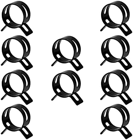 10pcs 0.79" ID Constant Tension Band Hose Clamps, 20mm Spring Band Type Action Hose Clamp Manganese Steel Fuel Line Clamp Low Pressure Air Clip Clamp for Fuel Hose Line Water Pipe Air Tube black