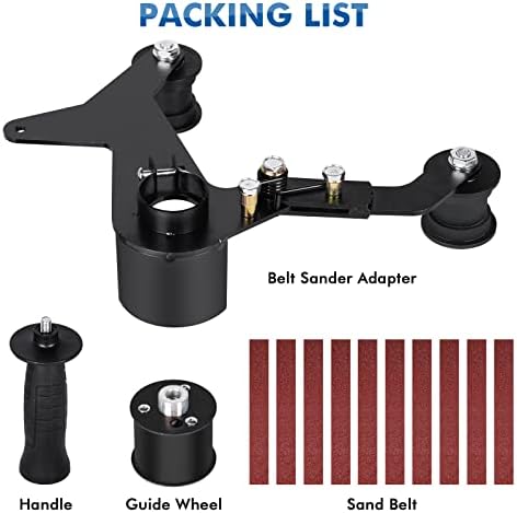 Belt Sander Adapter for Angle Grinder Spindle Thread US 5/8-11 Pipe Tube Polisher Pipe Sander Attachment 20-40mm Belt with 10PCS Belt