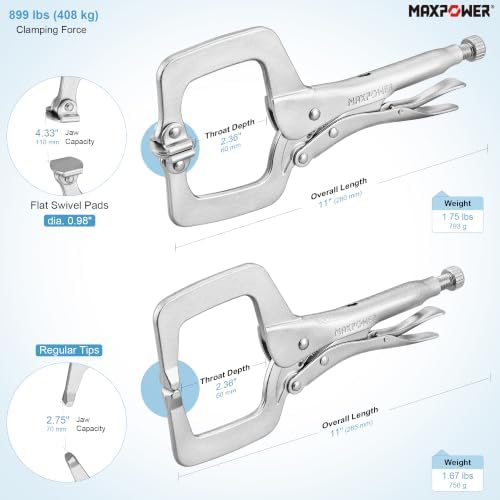 MAXPOWER 11-Piece Locking Pliers Set for Welding Fabrications with Tool Bag