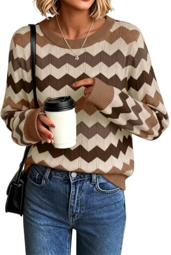 Womens Sweaters Crew Neck Long Sleeve Casual Fall Outfits Fashion Clothing