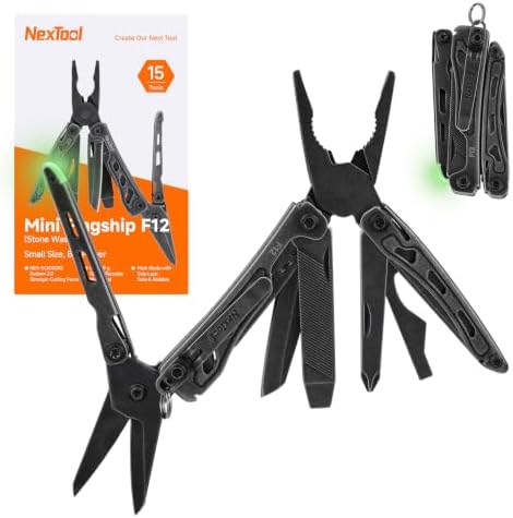 NexTool Mini Flagship F12 Keychain Multitool, Fifth Pocket Tools (Dark)