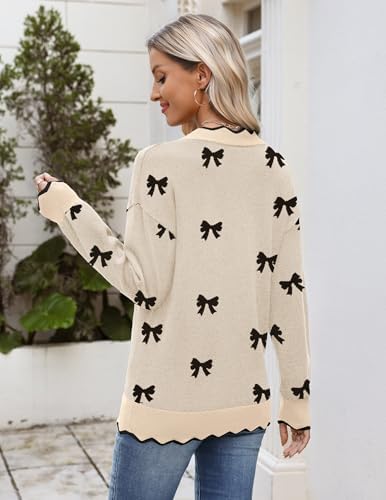 Zeagoo Women's 2026 Fall V Neck Sweater Long Sleeve Lightweight Knit Tops
