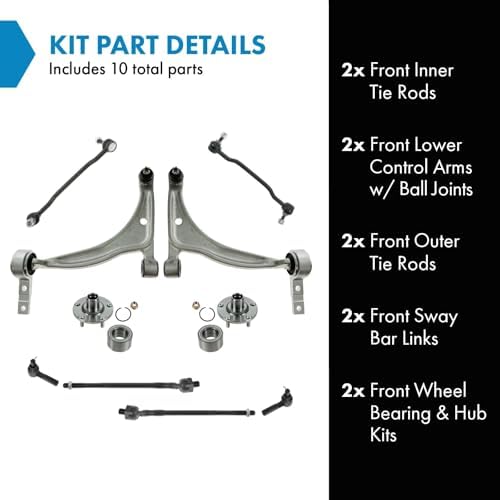 TRQ Front Steering & Suspension Kit Control Arm with Ball Joint Sway Bar