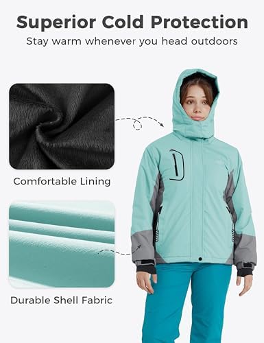 wantdo Girls Winter Ski Coat Fleece Snowboarding Jacket Waterproof 10000mm