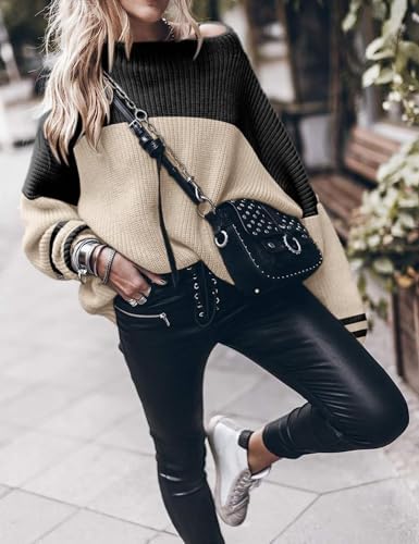 Womens Oversized Sweaters Loose Solid Casual Long Sleeve Mock Neck Knitted Jumper Tops