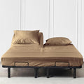 JS Sanders Collection 600TC Flex Top Queen Sheets for Sleep Number Bed - 100% Cotton 4 Pcs Top Split Queen Sheets for Adjustable Bed Queen 30 Inch Down Taupe -18 Inch Deep