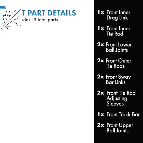 TRQ Front Steering & Suspension Kit Ball Joint Drag Link Sway Bar