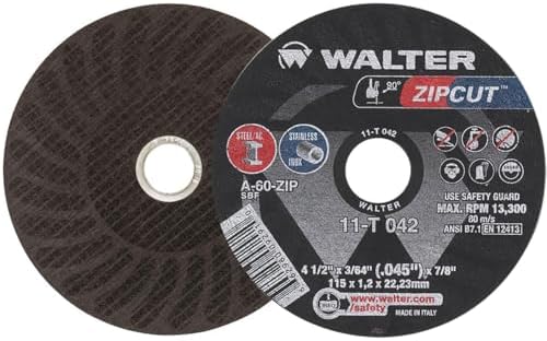 Walter Surface Technologies 11T042 ZIPCUT 4.5X3/64X7/8'' T1 CUT-OFF WHEEL, 25 Pack