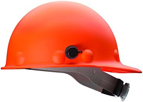 Fibre-Metal by Honeywell P2AQRW46A000 Super Eight Fiber Glass Cap Style Ratchet Hard Hat with Quick-Lok, Hi-Viz Orange, Medium
