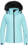 Skieer Women's Ski Jacket Waterproof Warm Puffer Thick Hooded Winter Coat