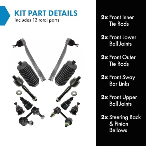 TRQ Front Steering & Suspension Kit Ball Joint Steering Rack & Pinion