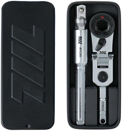 711L EDC Flex Head Ratchet Wrench with T-Handle, 1/4 Inch Mini Ratchet Tool with Socket Extension and Keyring Hole for Everyday Carry