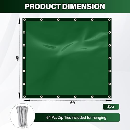 2 Pack Welding Curtain Safety Screen with Fixed Belt, 6 x 6ft Green, Fire Resistant Transparent Vinyl Welding Shield for UV and Blue Light Protection