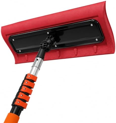 16 FT Telescoping Roof Rakes for Snow Removal (Up to 22 Ft Standing Reach) | S-Shape Scratch-Free Snow Shovel Tool for House Roof, Solar Panels, Metal Roof, & Car