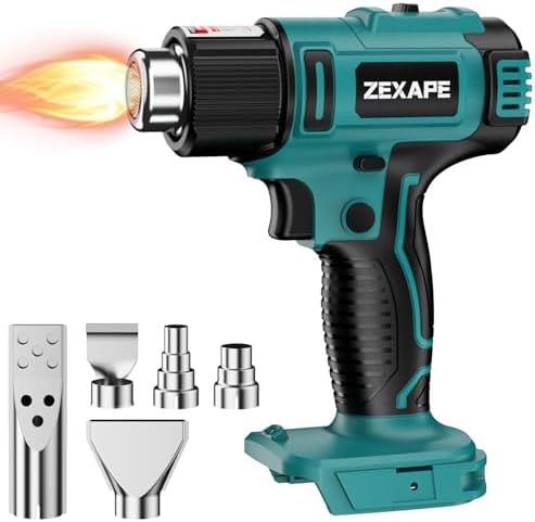 Cordless Heat Gun Compatible with Makita 18V Battery, 350W Fast Heating Soldering Gun with LED Light, 122℉-1022℉ Variable Temperature with 5 Nozzles for DIY Craft, Shrink Tubing (Tool Only)