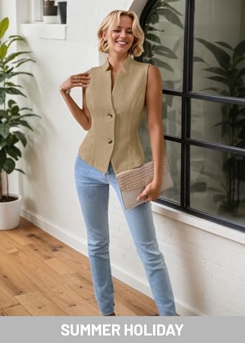 Mina Self Women's Sleeveless Sweater Vest,Knit Stretchy Dressy Casual Top