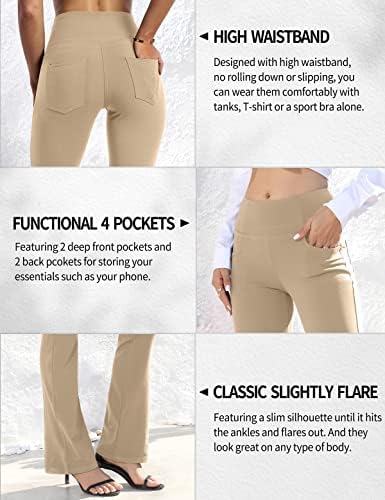 VOOVEEYA Women's Bootcut Leggings - Bootleg Yoga Pants Flare with 4 Pockets