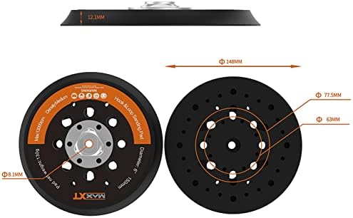 MAXXT 6" Hook & Loop DA Sander Backing Plate Pad 30 Sandpaper, Dual-Action Random Orbital Sanding Pad - Low Profile Edge, Medium Density - for MAXXT Brushless Orbit Sander R7303&R7304