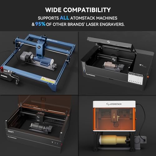 ATOMSTACK Rotary Bundle R8 Pro Rotary Chuck, Rotary Roller, 4th Axis & Y-Axis Dual Rotary Kit, For AtomStack Laser Machine, for Cylindrical & Irregular Objects (Cups, Bottles, Spheres), USB Plug Play